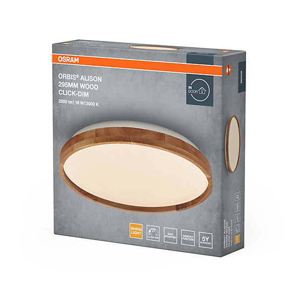 OSRAM Applique ORBIS Alison 16W gradable 295mm décor bois