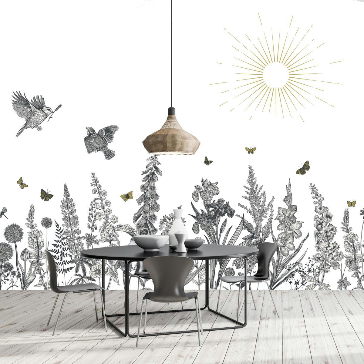 - Papier peint panoramique gravure champêtre 270x390cm