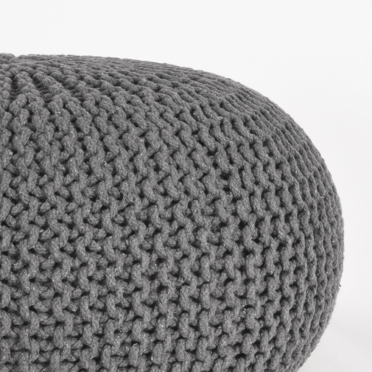 LABEL51 Poef Knitted - Donkergrijs Katoen - 70x70x35cm