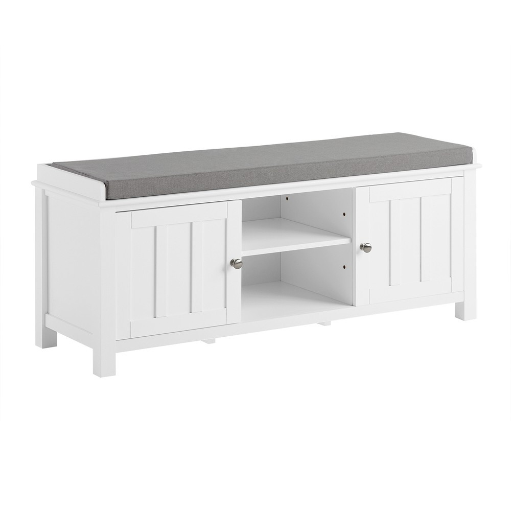 SoBuy Ławka na buty z 1 szufladą Biały 105x35x43cm Nowoczesny FSR35-W