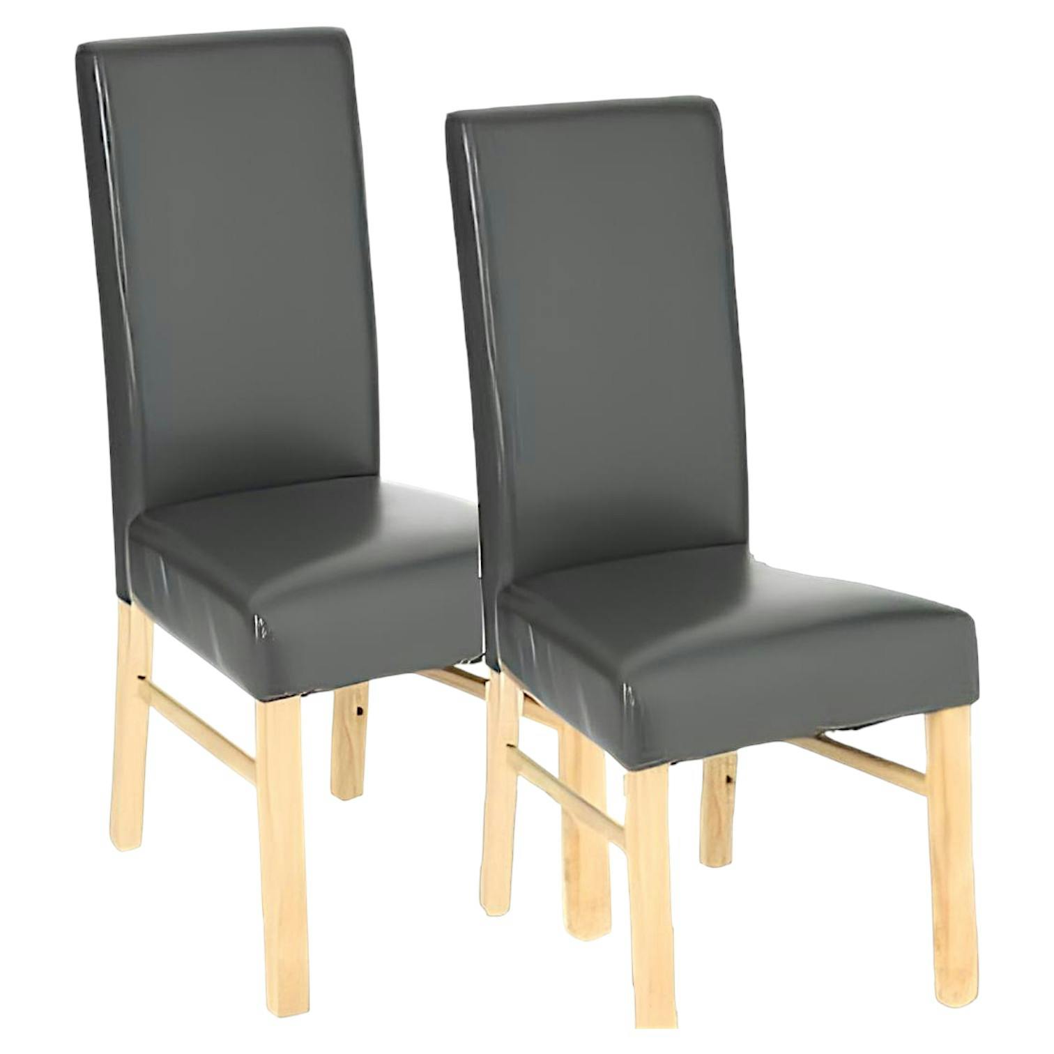 Chaise moderne grise avec pieds bois (lot de 2)