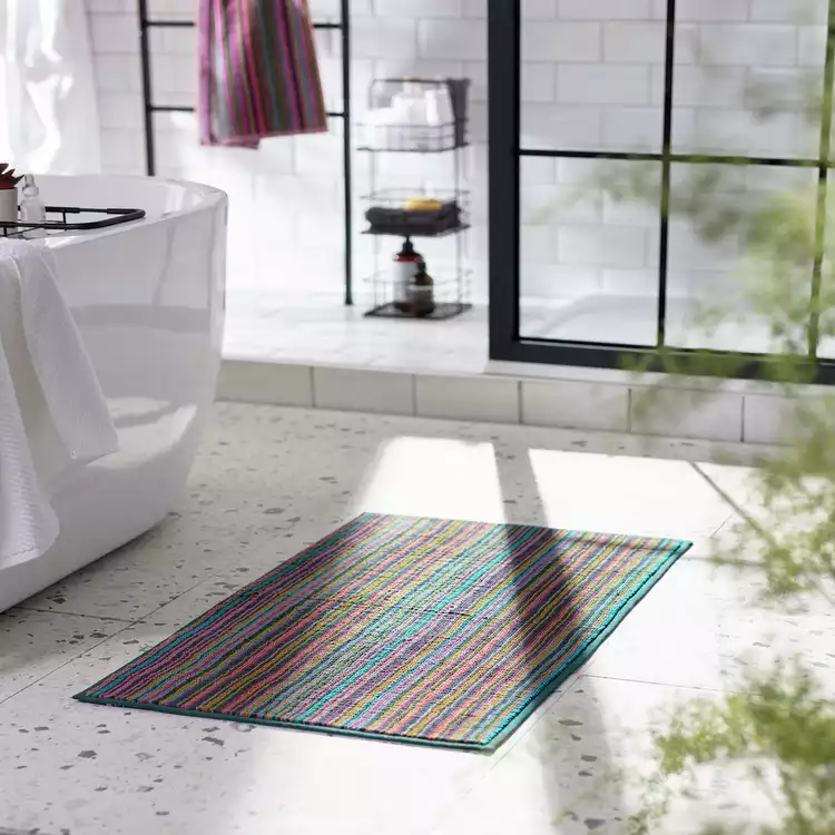 Habitat Cotton Skinny Bright Stripe Bath Mat - Multicoloured