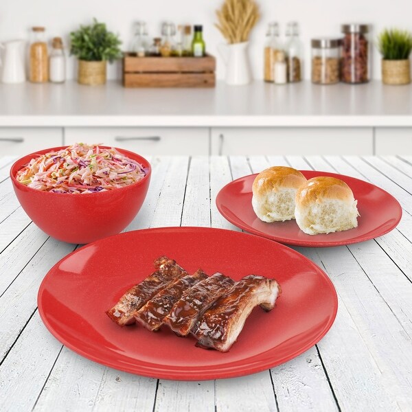 Martha Stewart 12-Piece Melamine Dinnerware Set in Red