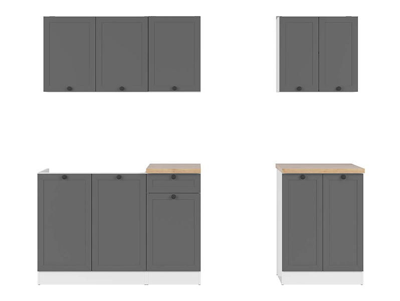 Komplet kuchenny Junona Line A 180 cm grafitowy z blatem