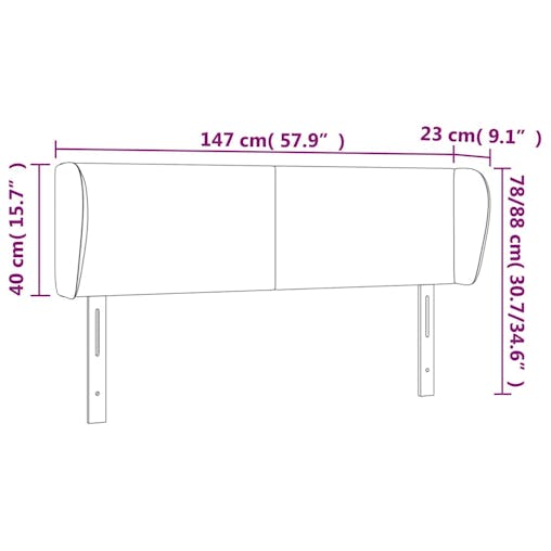NNEVL Headboard with Ears Black 147x23x78/88 cm Faux Leather