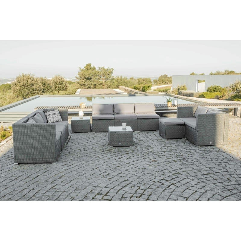 BAHAMAS - Ensemble de canapé de jardin gris 9 places