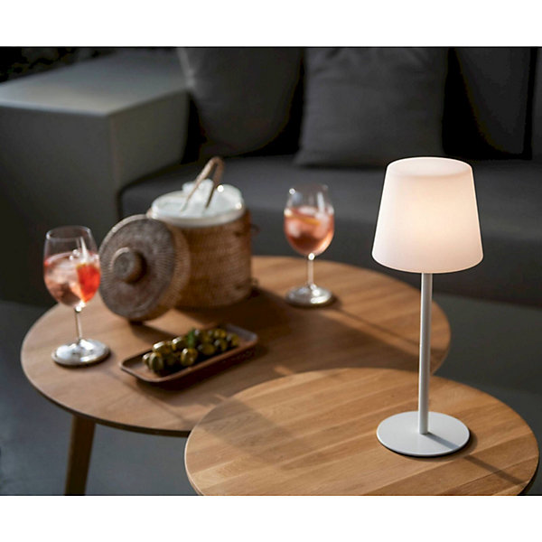 Lampe de table LED blanche sans fil pour ambiance moderne 15 x 15 x 40 cm blanc mat élégant