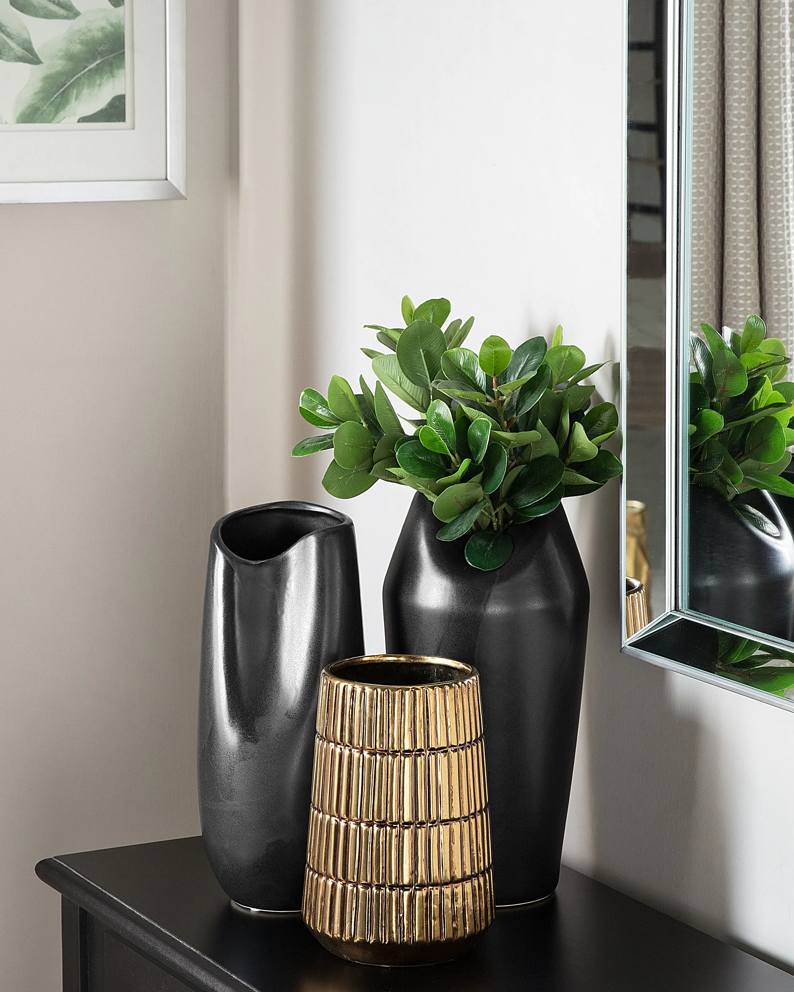 Decorative Vase QANAWAT Stoneware 22 cm Gold