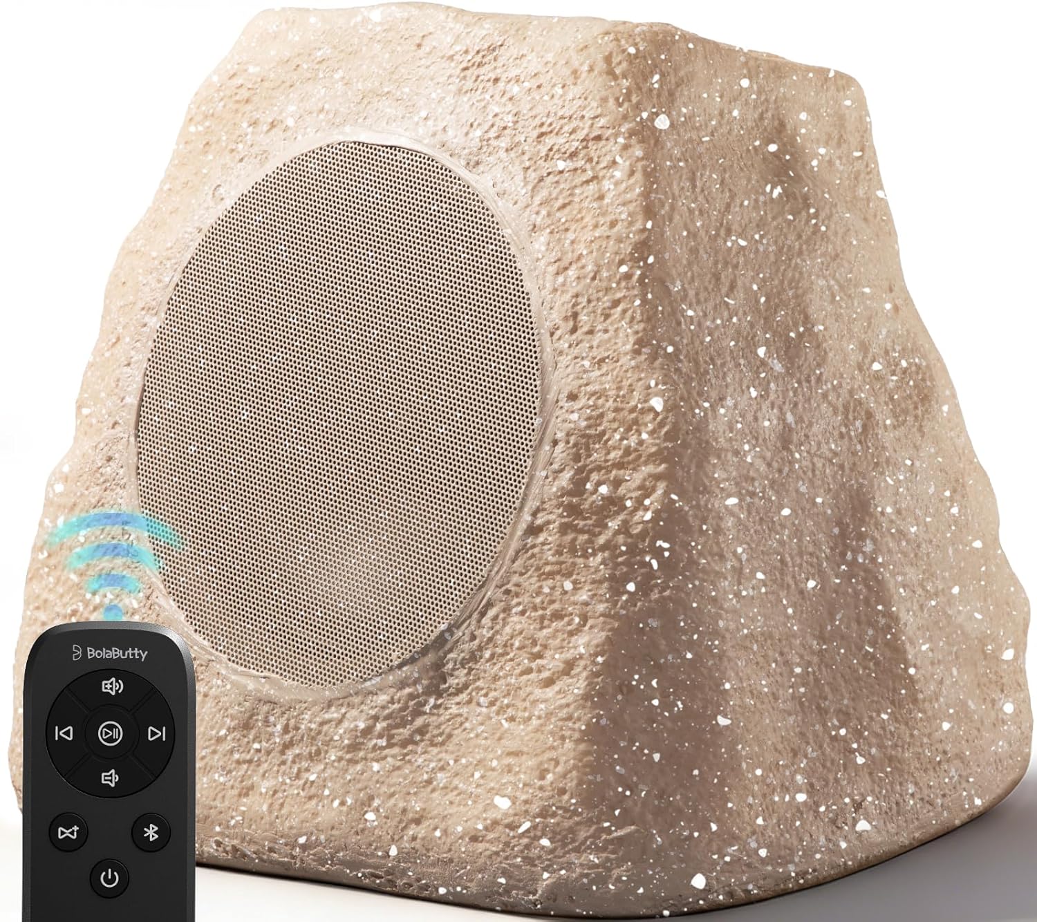 Upgraded Outdoor Rock Speaker 30W Deep Bass Multi-Sync up to 100Pcs, Remote Control, IPX7 Waterproof Solar-Powered with LED Lights Perfect for Pool, Garden, Patio, Ideal for Music Lovers - 1 Pack