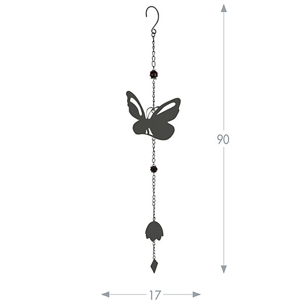 Carillon Papillon Avec Perles 90 Cm Anthracite - Louis Moulin