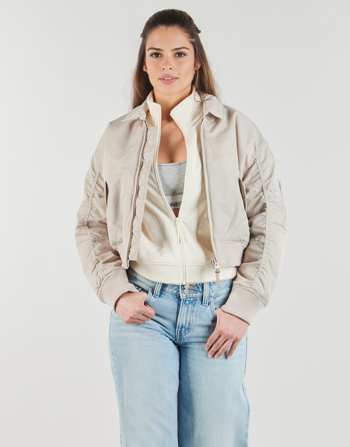 Levi's - BOWIE CROP BOMBER - Beige