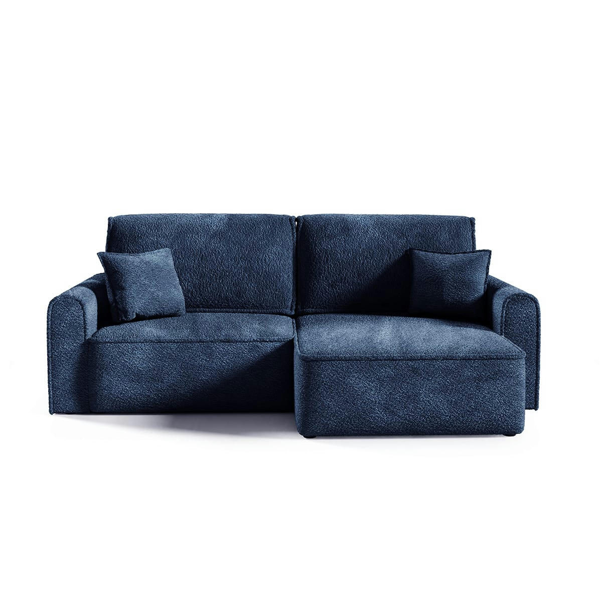 - Canapé d'angle réversible convertible 3 places coffre bouclé bleu