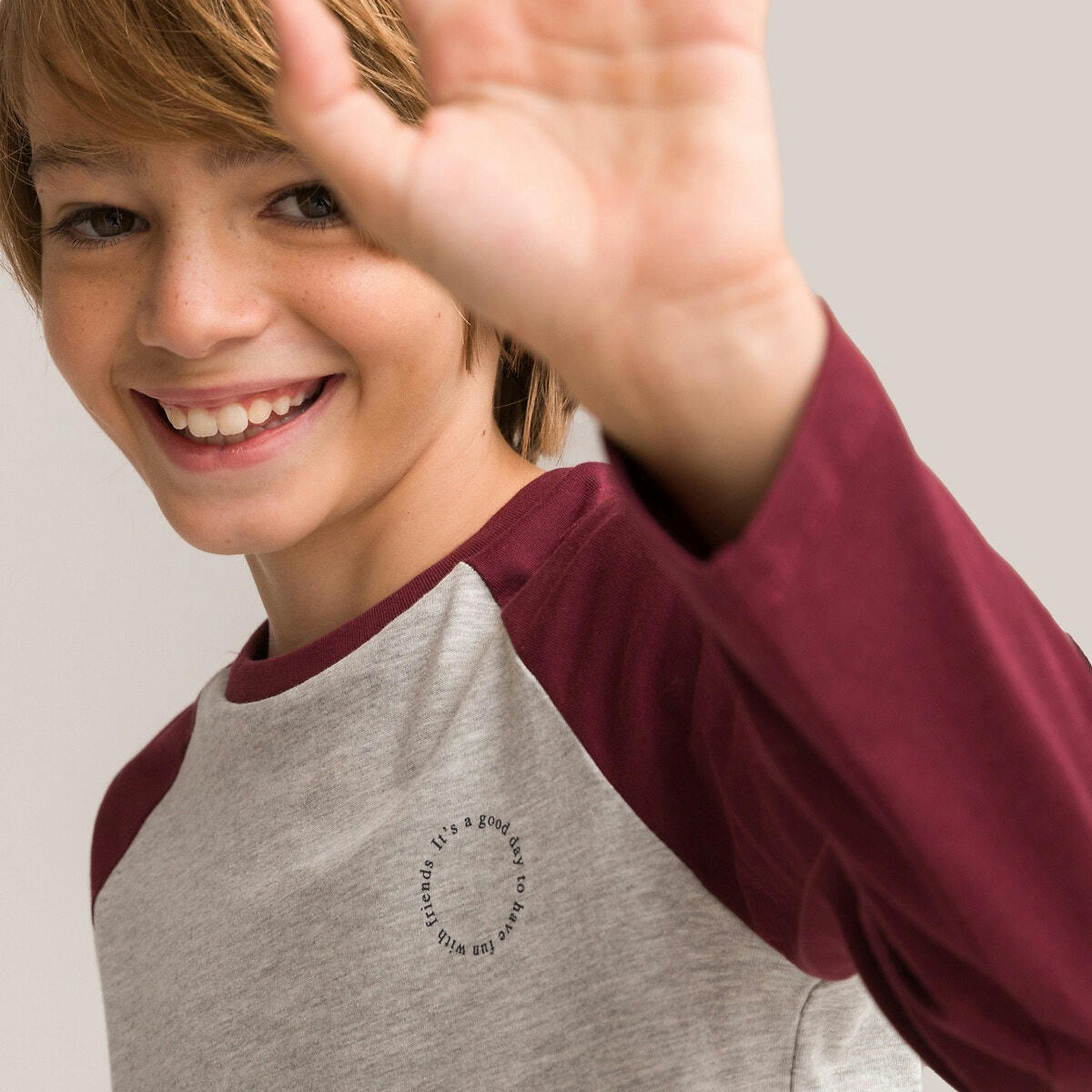 Lot 3 T-shirts manches longues, message poitrine