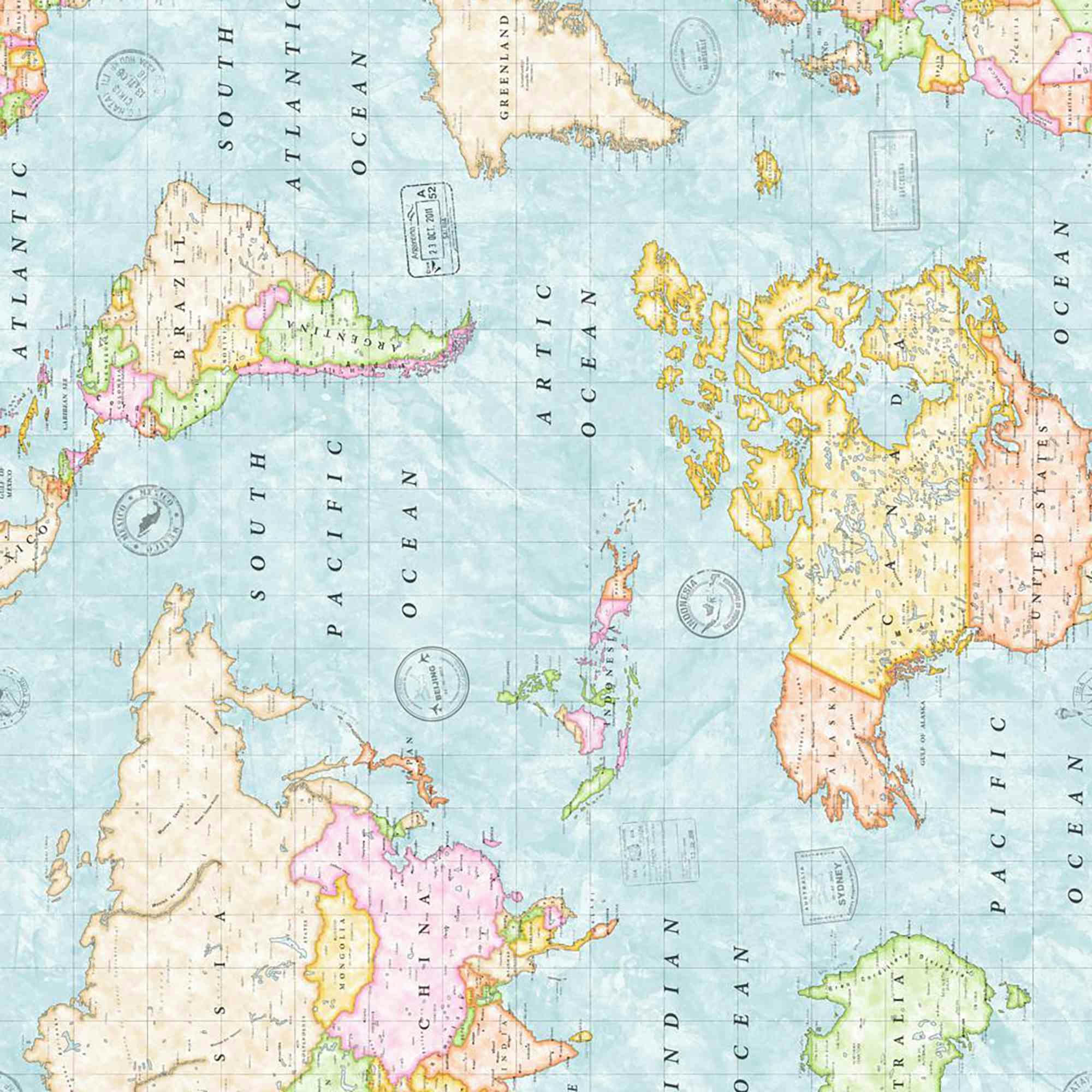 NEW MUNDIVINT - Nappe imprimée bleu avec traitement anti-taches en coton 140x200 cm