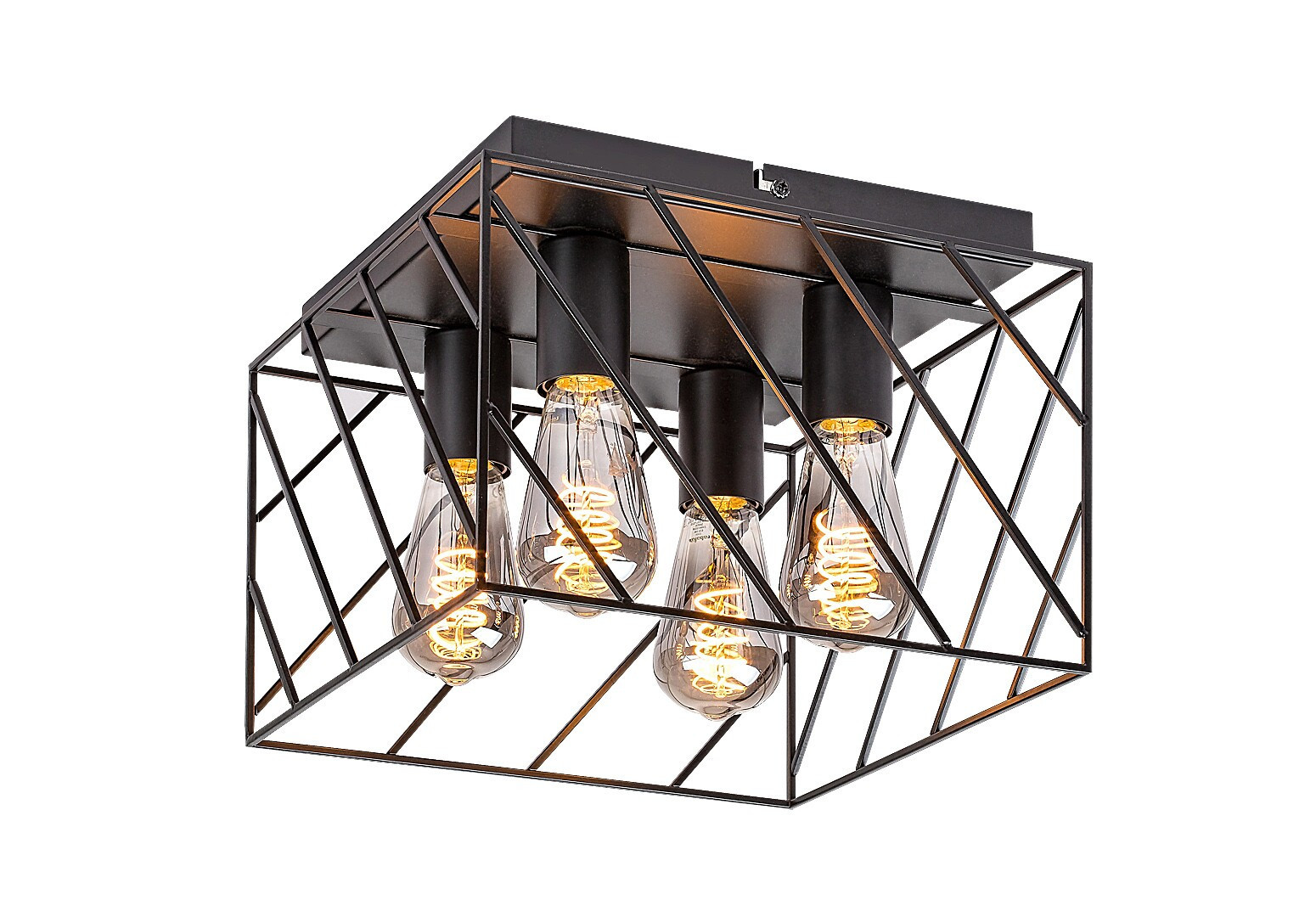 Lampa sufitowa czarna Boroo 4xE27x25W wym: 21,5x30x30 cm Rabalux