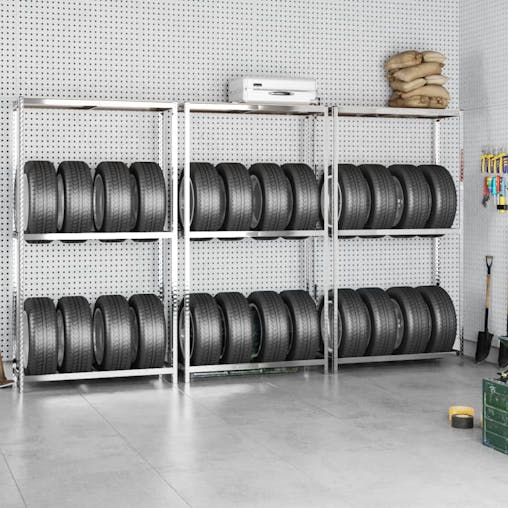 NNEVL 2-Layer Tire Racks 3 pcs Silver 110x40x180 cm Steel