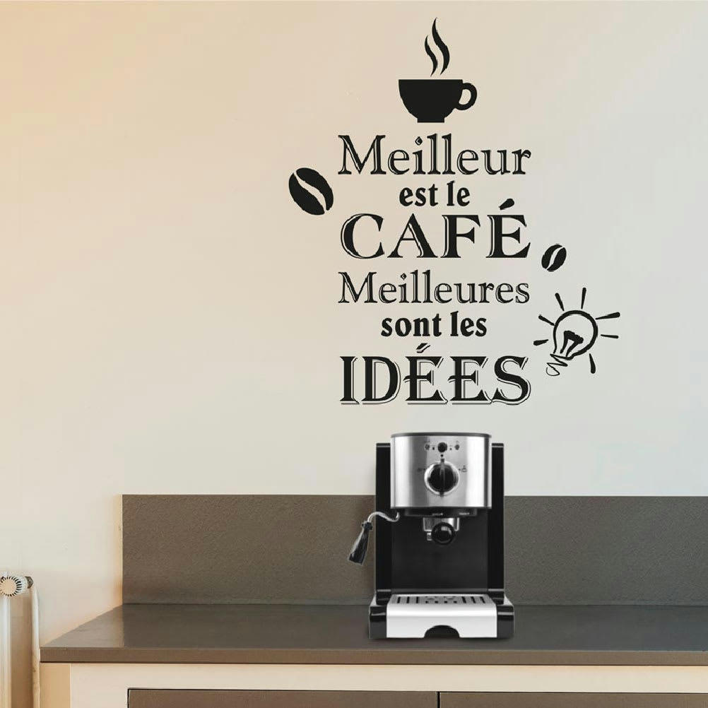 MEILLEUR EST LE CAFÉ - Autocollant mural café 70x20