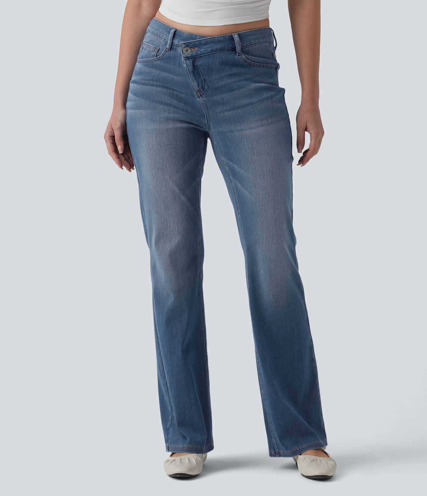 Halara Flex™ Jean évasé asymétrique taille haute avec poches