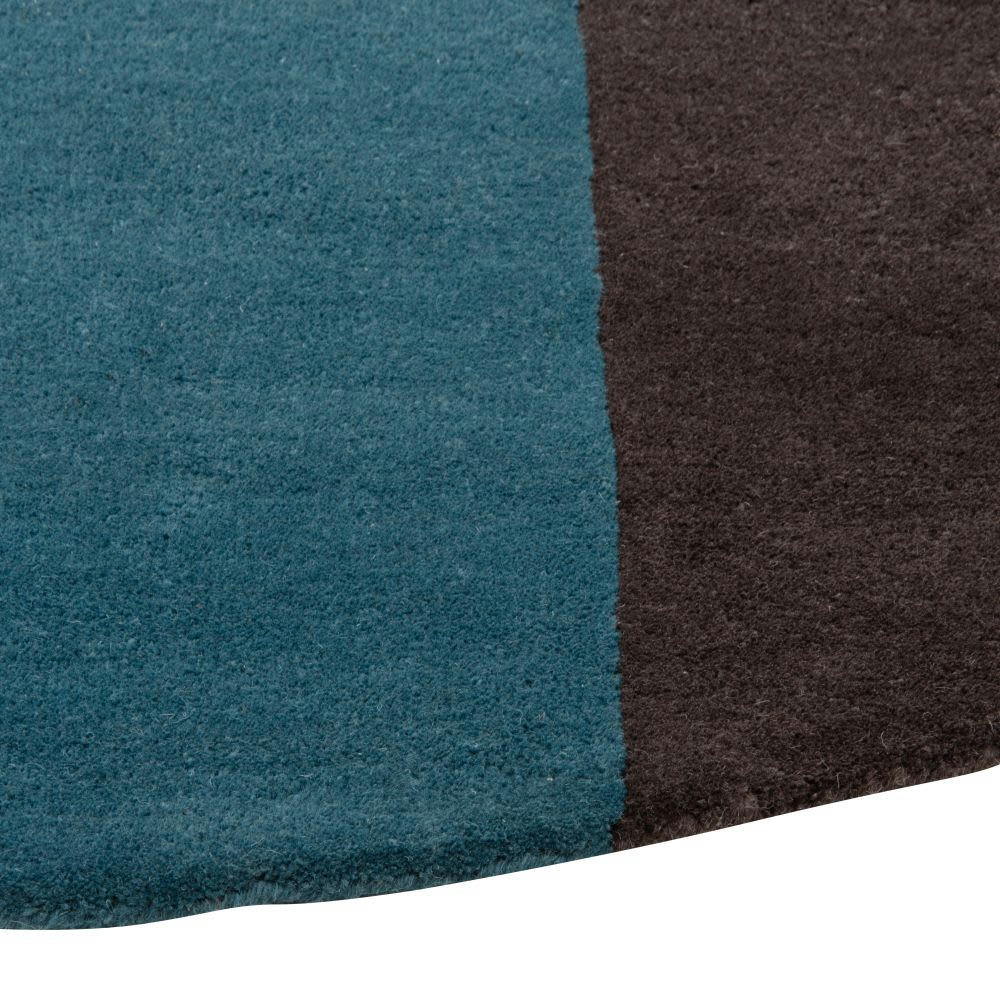 - Tapis rond jacquard en laine et en viscose caramel, bleu gris, gris anthracite et gris brossé, D180