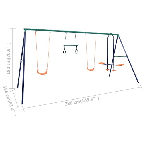 NNEVL Swing Set with Gymnastic Rings and 4 Seats Steel