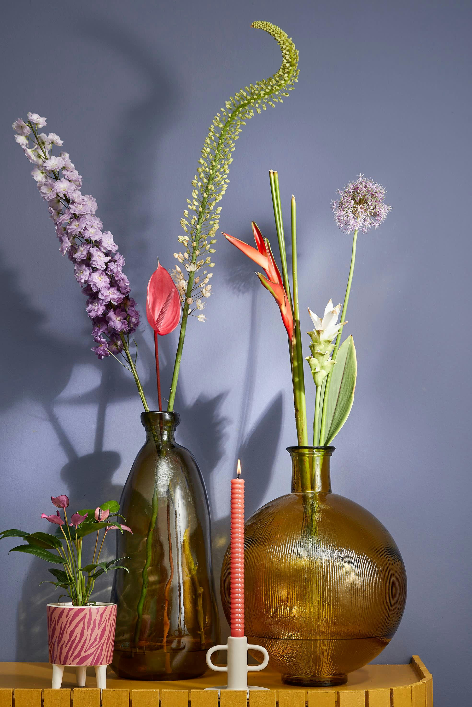 PINTO - Vase bouteille en verre recyclé taupe H51