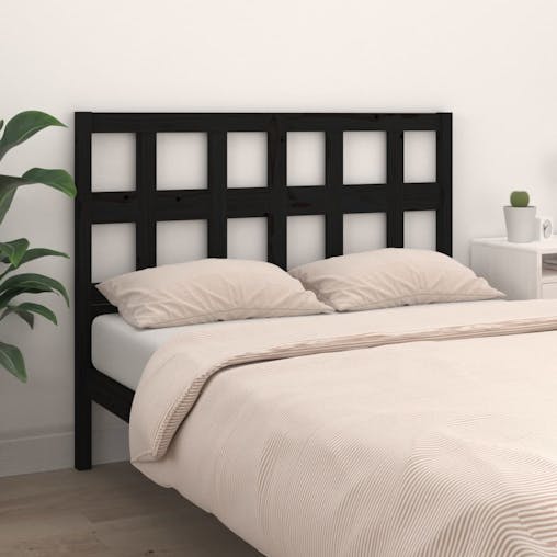 NNEVL Bed Headboard Black 140.5x4x100 cm Solid Wood Pine