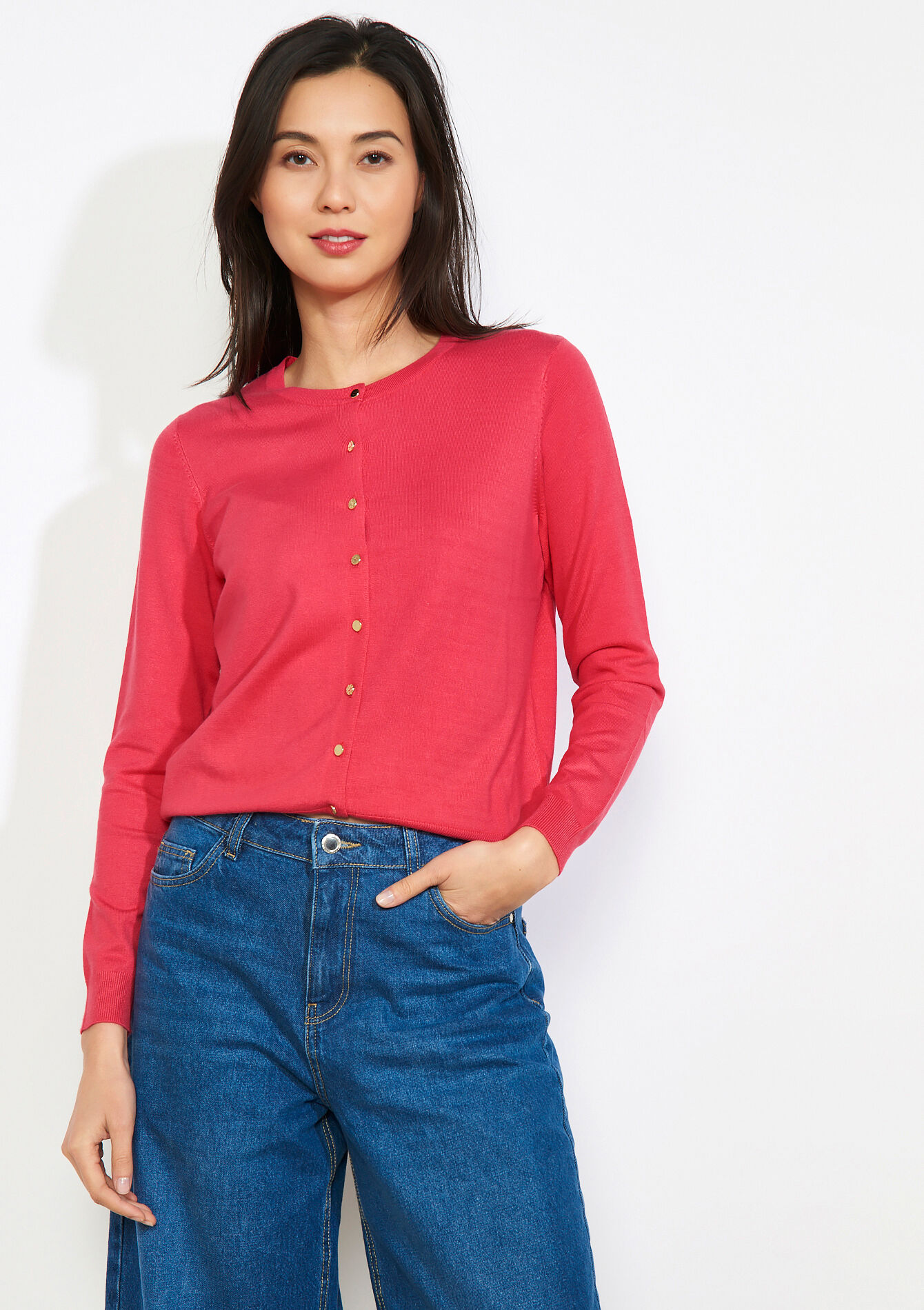 Vest met knopen en ronde hals