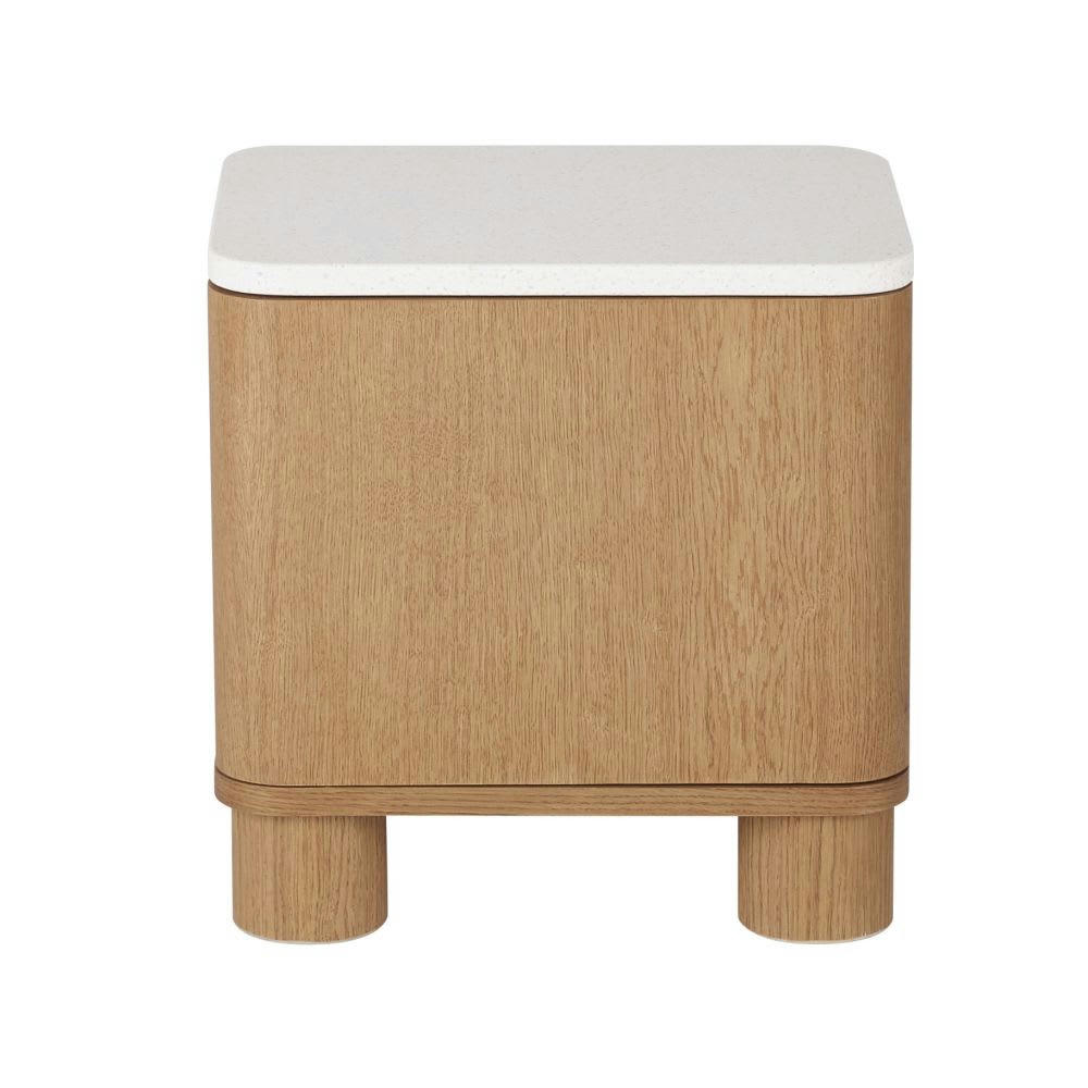 Alegro - Table de chevet 1 porte plateau en terrazzo blanc