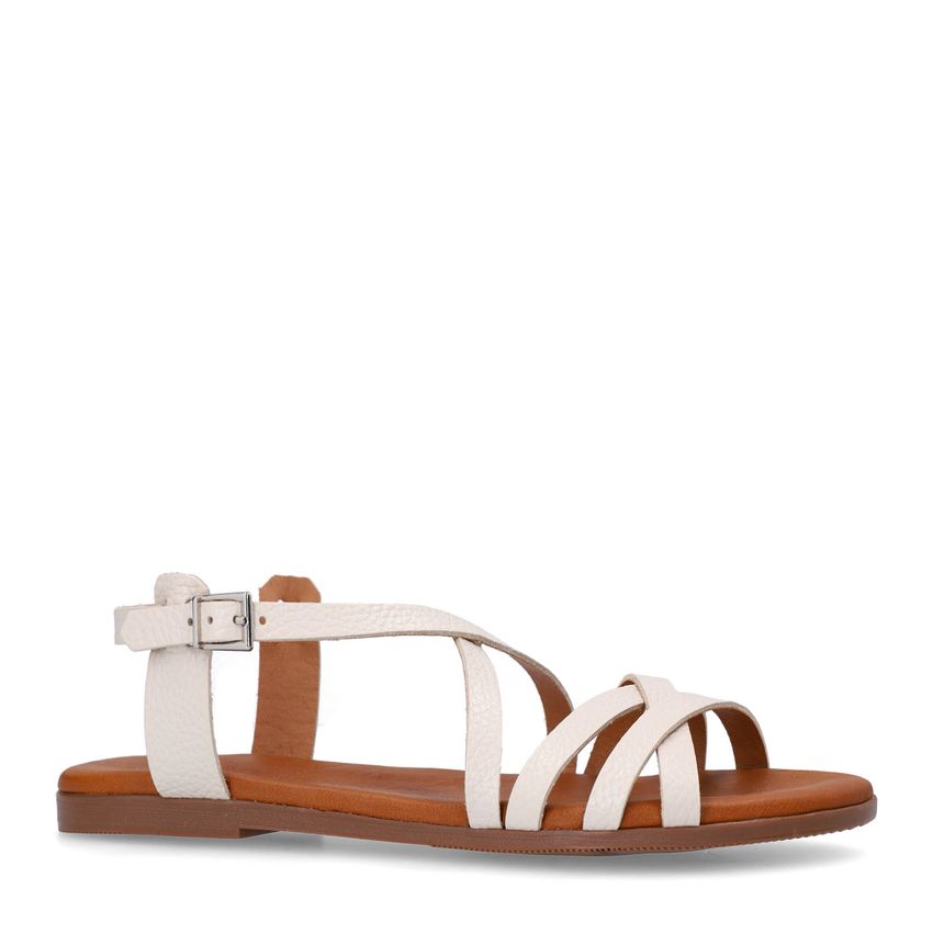Manfield Witte leren sandalen