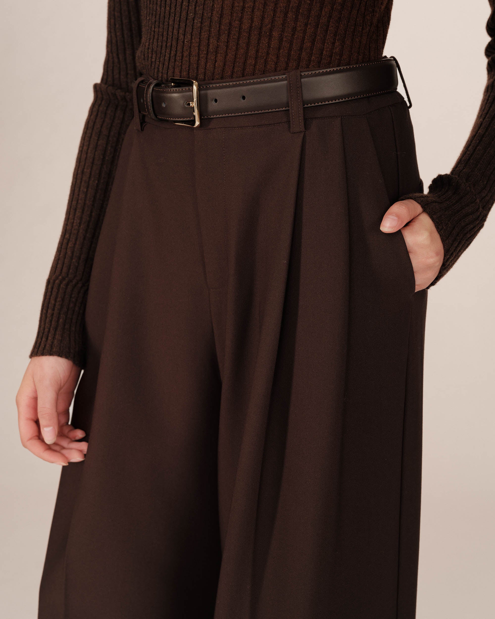 Pantalon tailleur chocolat Story