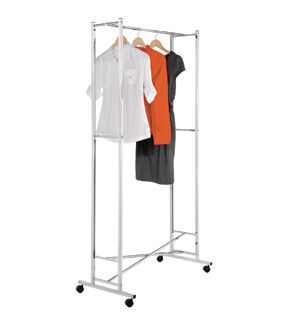 Honey Can Do 34 x 68 Chrome Foldable Rolling Clothes Rack With Wheels