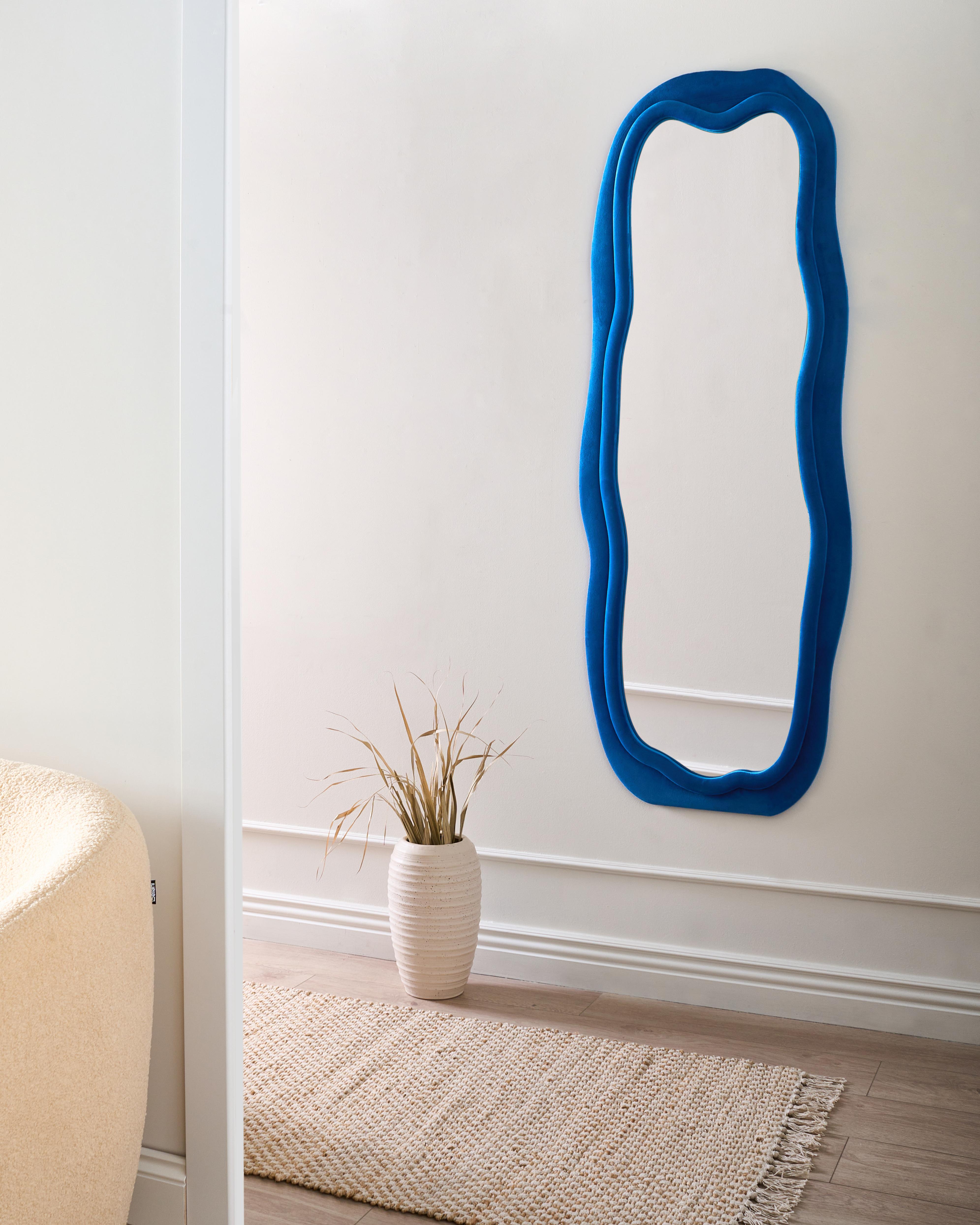 Wall Mirror BEAUNE 56 cm 160 cm Velvet Blue
