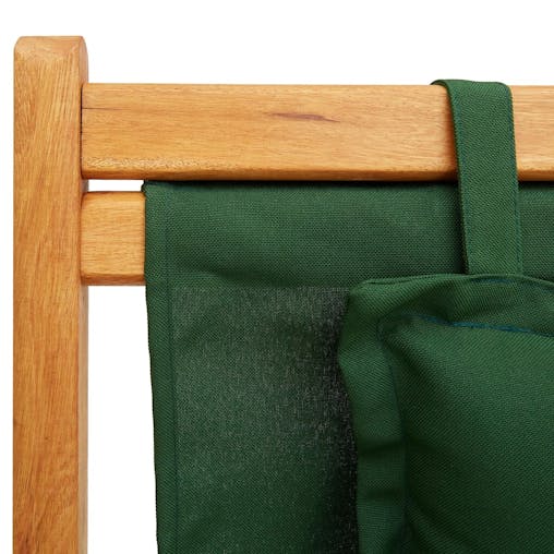 NNEVL Folding Beach Chair Solid Eucalyptus Wood and Fabric Green