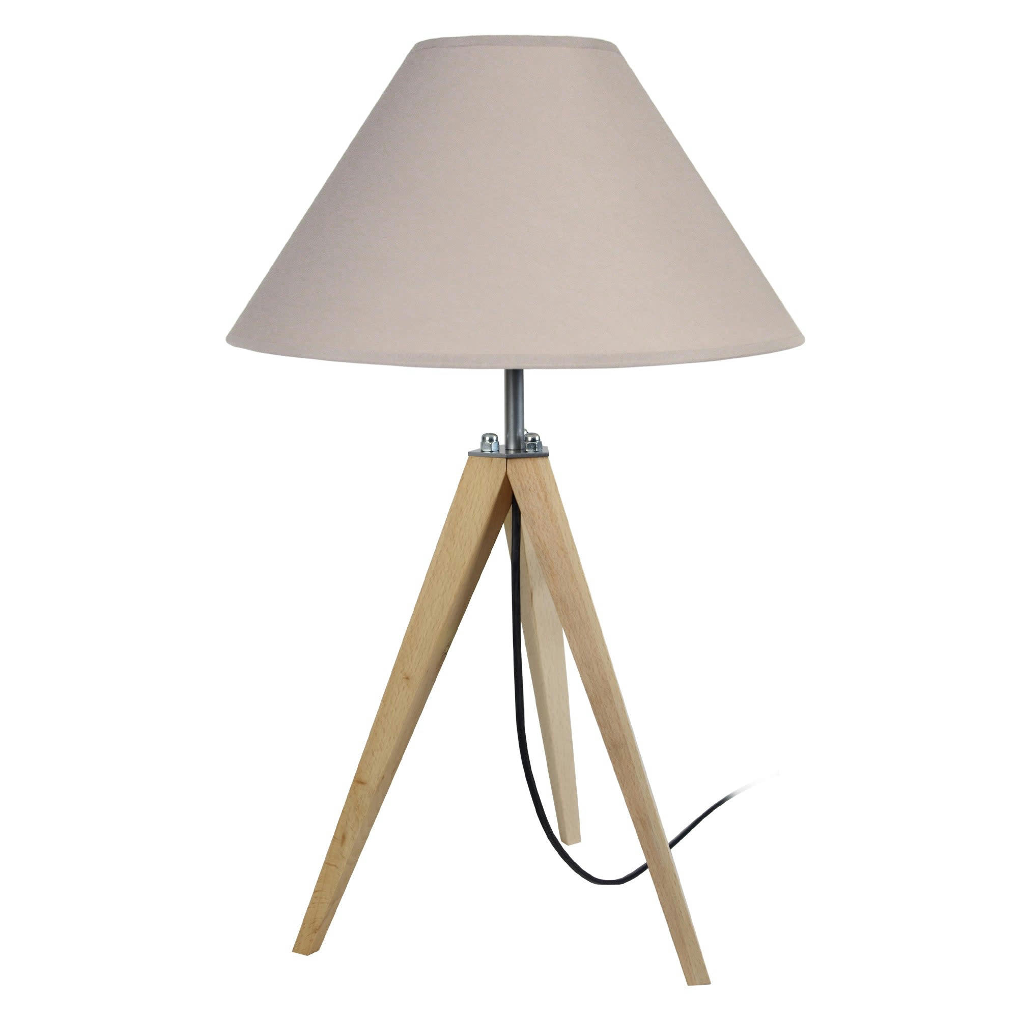 IDUN - Lampe de chevet bois naturel et taupe