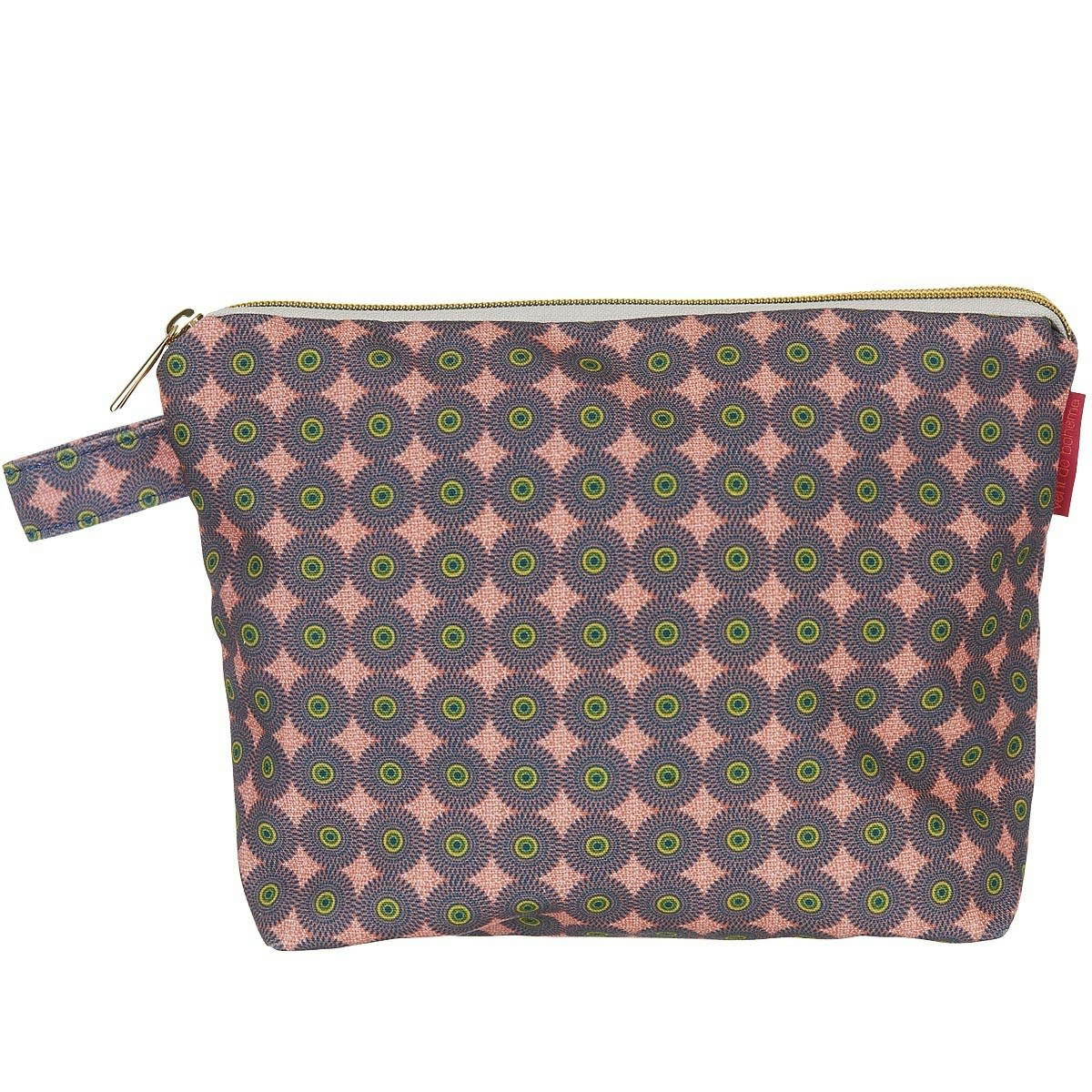 HANOÏ - Pochette en toile outdoor imprimé graphique rose 19x28cm