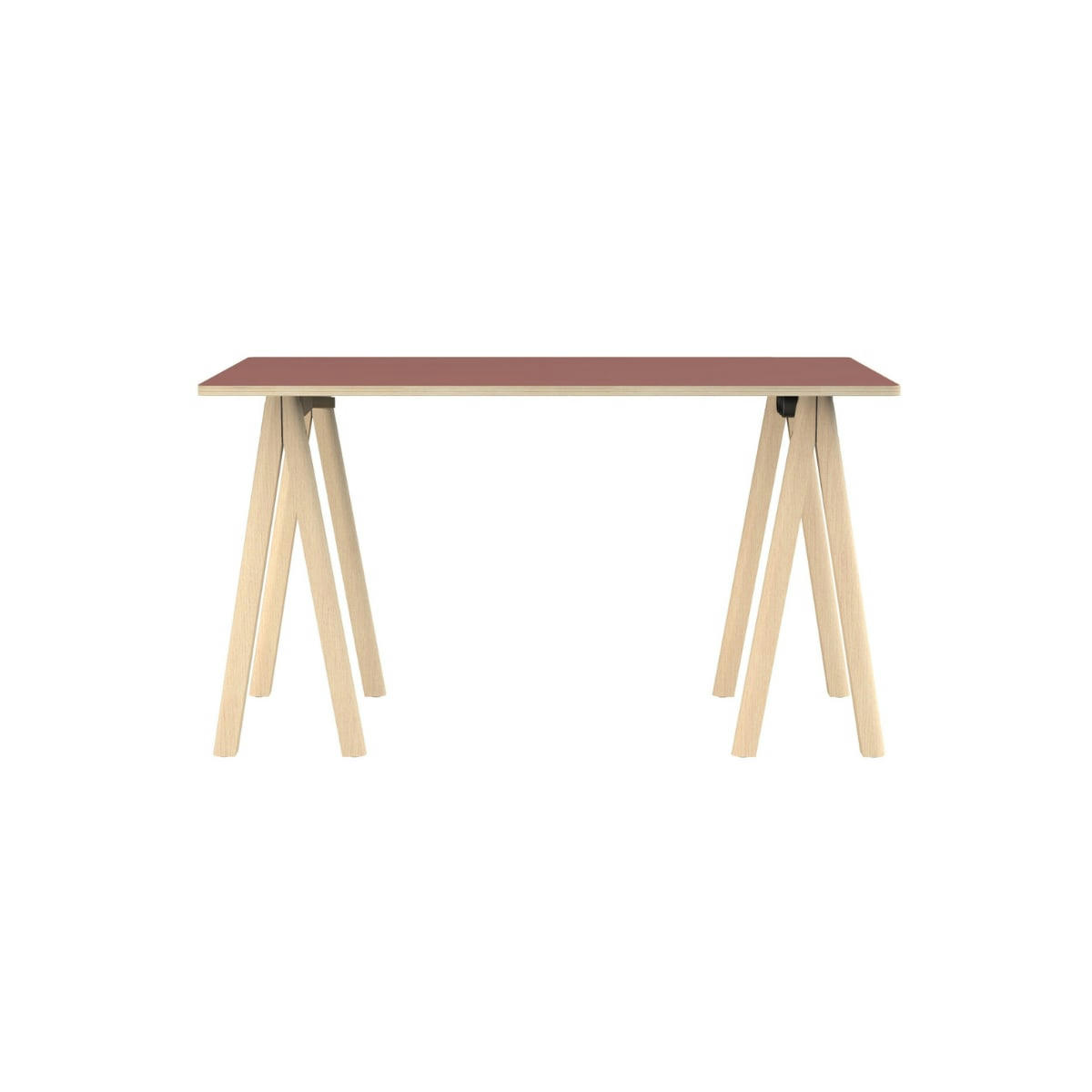 - Bureau démontable pieds en bois et plateau rouge 130x70cm