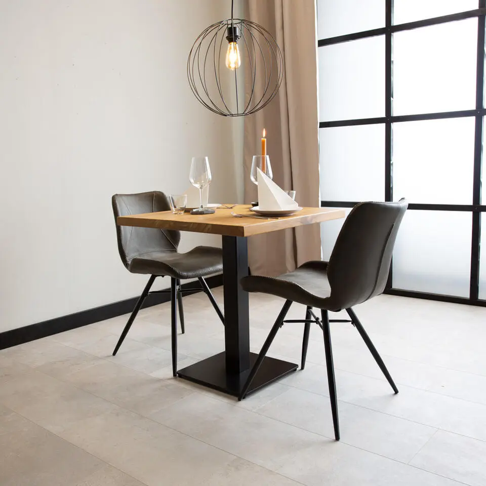 Industri?le bistrotafel 80x80 vierkant metaal mangohout 80x80x73 cm