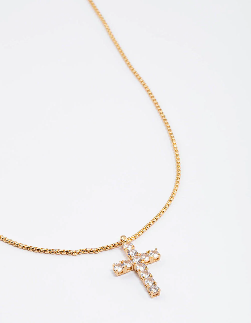 Waterproof Gold Plated Stainless Steel Cubic Zirconia Cross Necklace