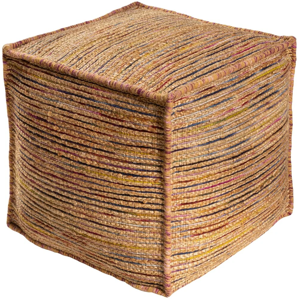Livabliss Romina Farmhouse Textured 18-inch Square Pouf