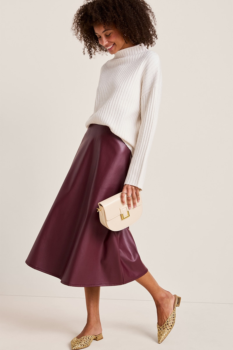 Charlotte Faux Leather Midi Skirt