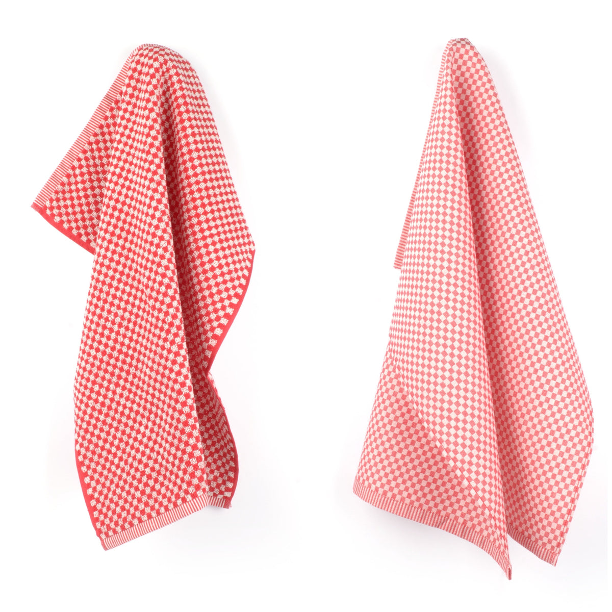 Luxe Keukendoek en Theedoek Kleine Ruit Rood - Bunzlau Castle - 100% biologisch GOTS katoen