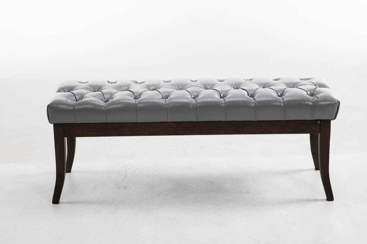 RAMSES - Banquette avec pieds en bois assise en similicuir Gris