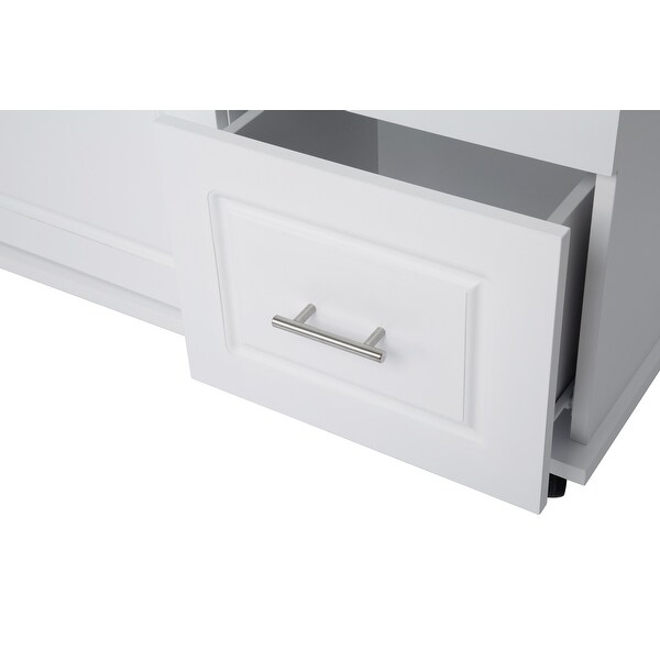 Kitchen Island with Extensible Rubber Wood Table Top