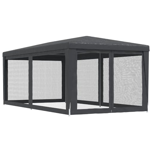 NNEVL Party Tent with 6 Mesh Sidewalls Anthracite 3x6 m HDPE