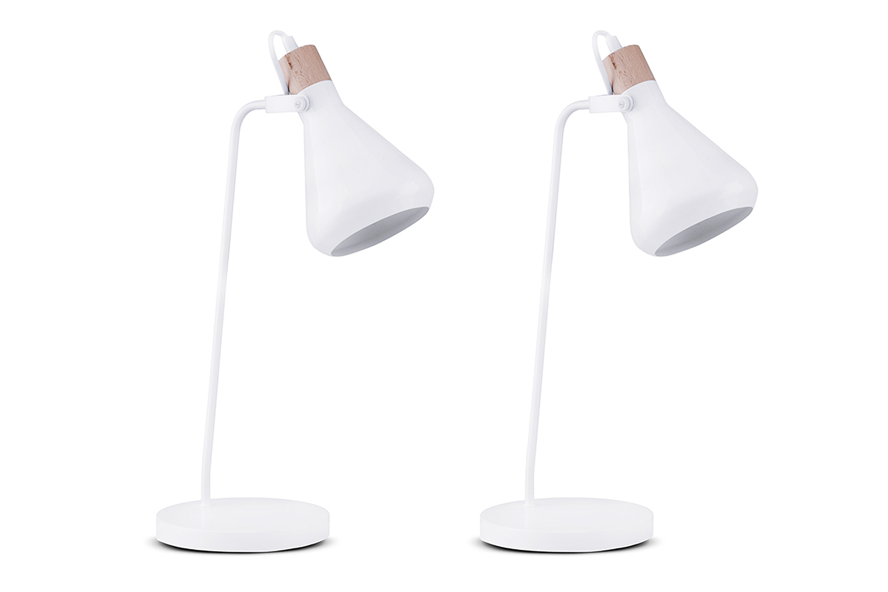 KONSIMO CORTODI zestaw 2 szt. biała lampka biurkowa metal/drewno