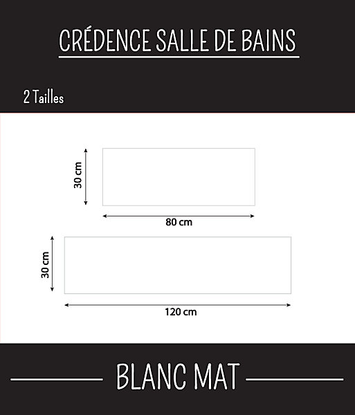 Crédence salle de bain BLANC MAT 120 cm 30 cm Ma Nouvelle Déco
