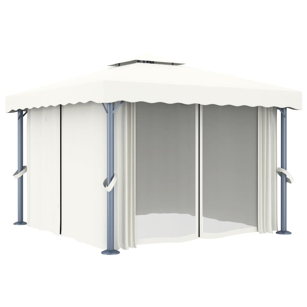 Altana Ogrodowa z Zasłonami Pergola Namiot Ogrodowy Kremowy 3 x 3 m