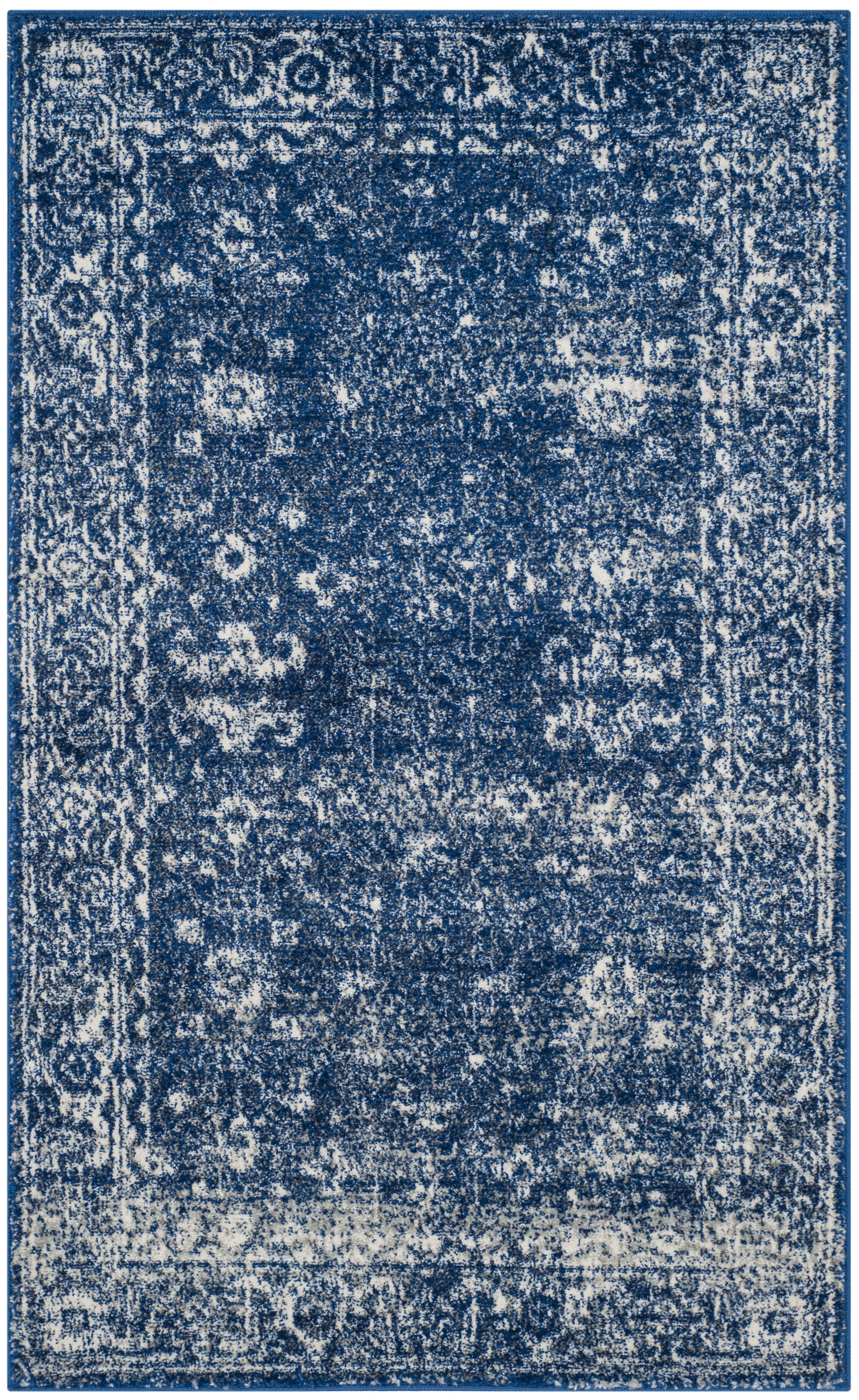 EVOKE - Tapis de salon interieur en bleu marine & ivoire, 122 x 183 cm