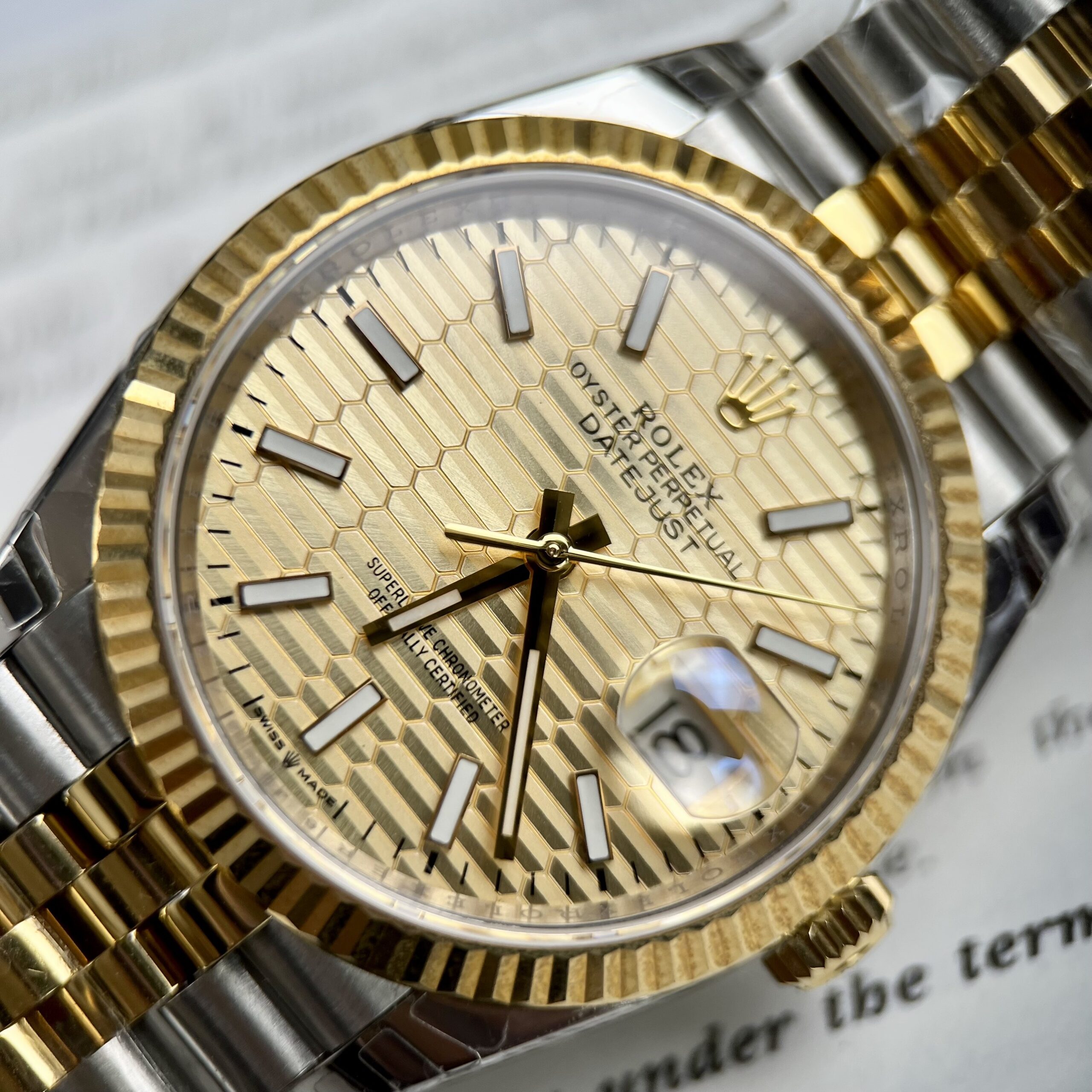 Rolex Datejust SS/YG Plated Gold Dial 41mm Jub EWF Replica