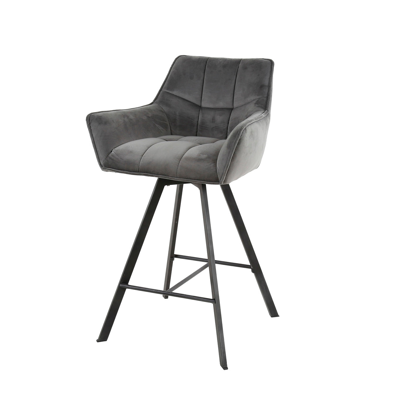 Giga Meubel Barstoel Raster - Antraciet Velvet - Draaibaar - Zithoogte 69cm - Set van 2 - Set van 2
